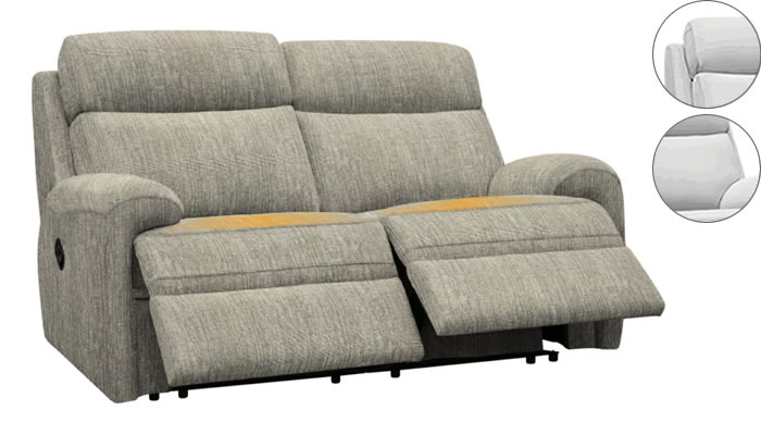 G Plan Hardy 2 Seater Electric Double Recliner Headrest Lumbar Support Coppice Ash